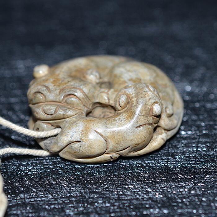 老玉器古董收藏 旧藏玉雕古兽把件