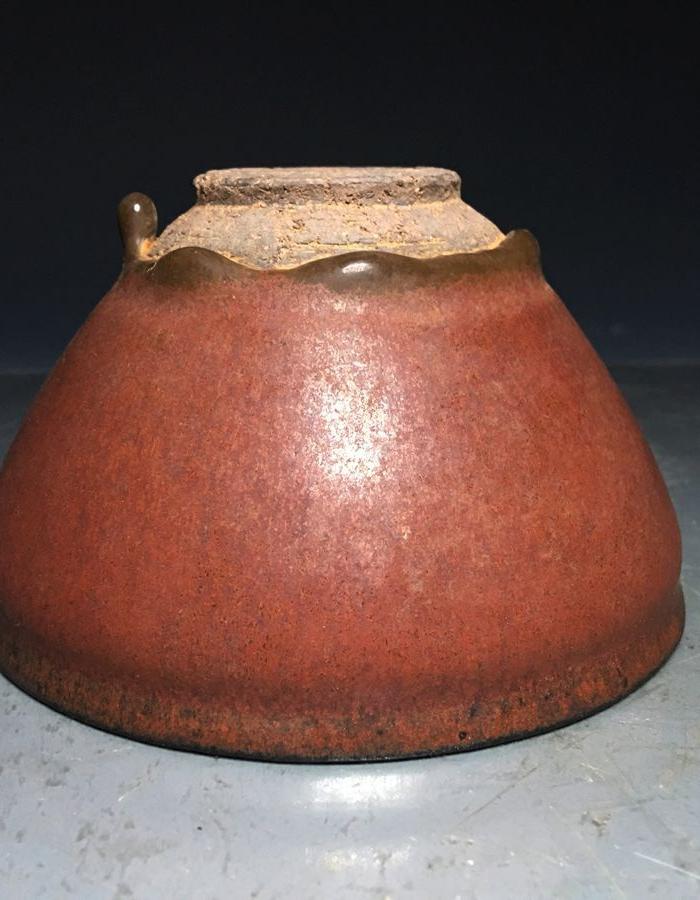 建窑柿红釉茶盏