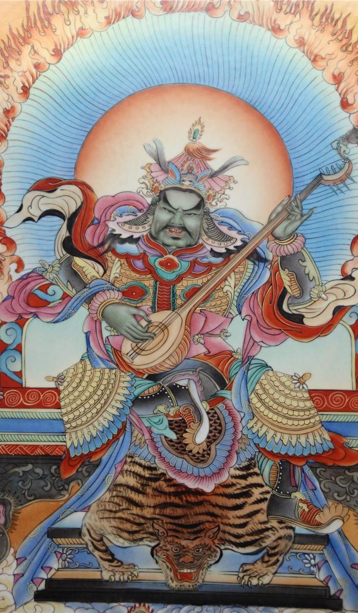 丁观鹏恭绘四大天王瓷板画
