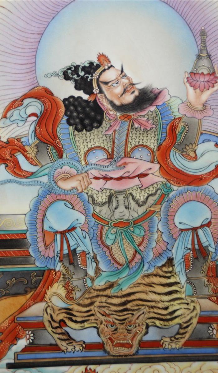 丁观鹏恭绘四大天王瓷板画