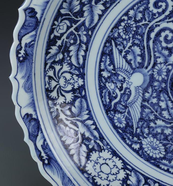 元青花凤纹葵口大盘