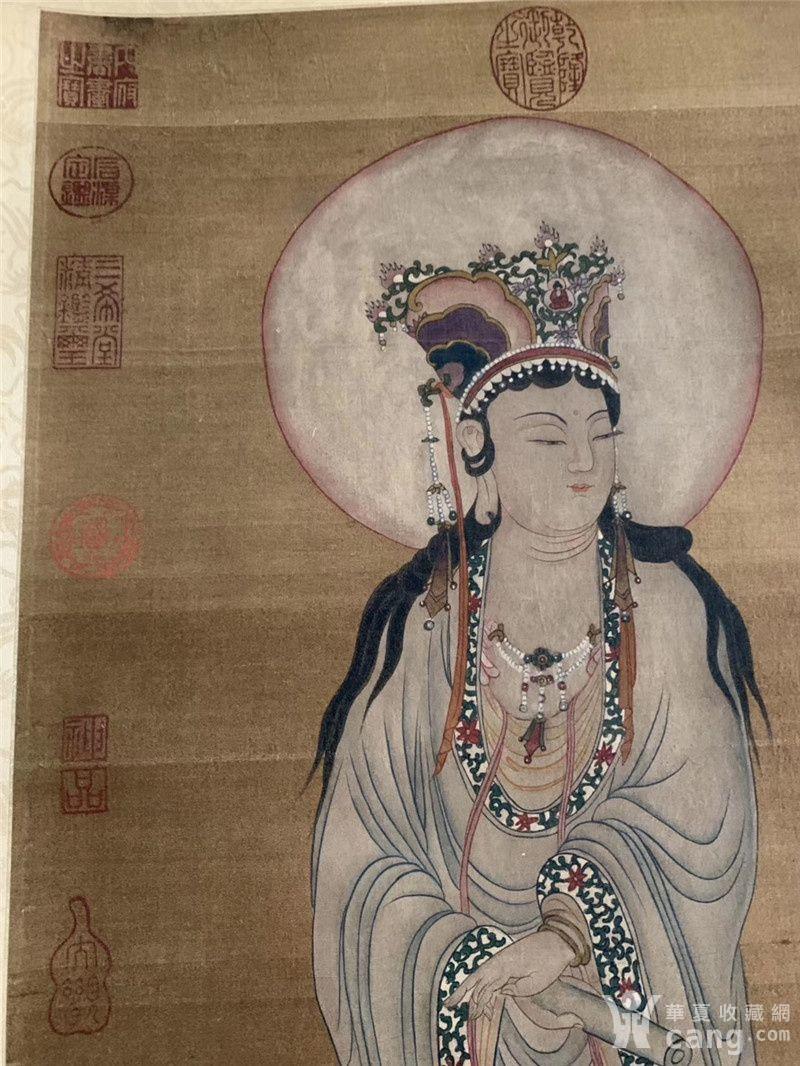 **画圣吴道子绢本持经观音画一副