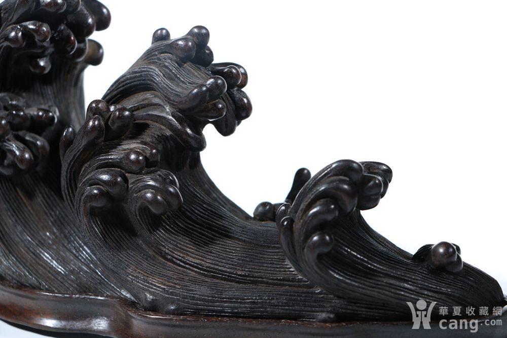 回流 紫檀木雕海水波浪纹笔架