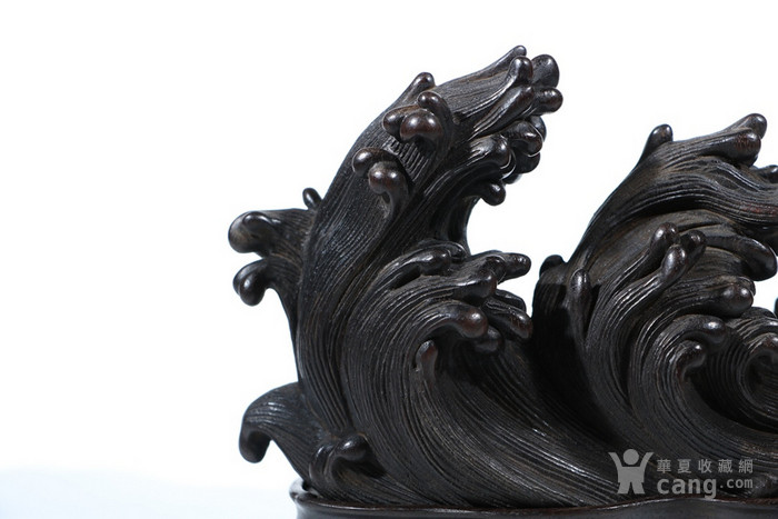 回流 紫檀木雕海水波浪纹笔架