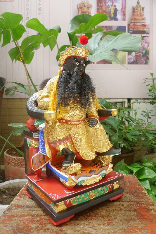 32厘米樟木雕 漆线雕 池府王爷 池府千岁 池王爷