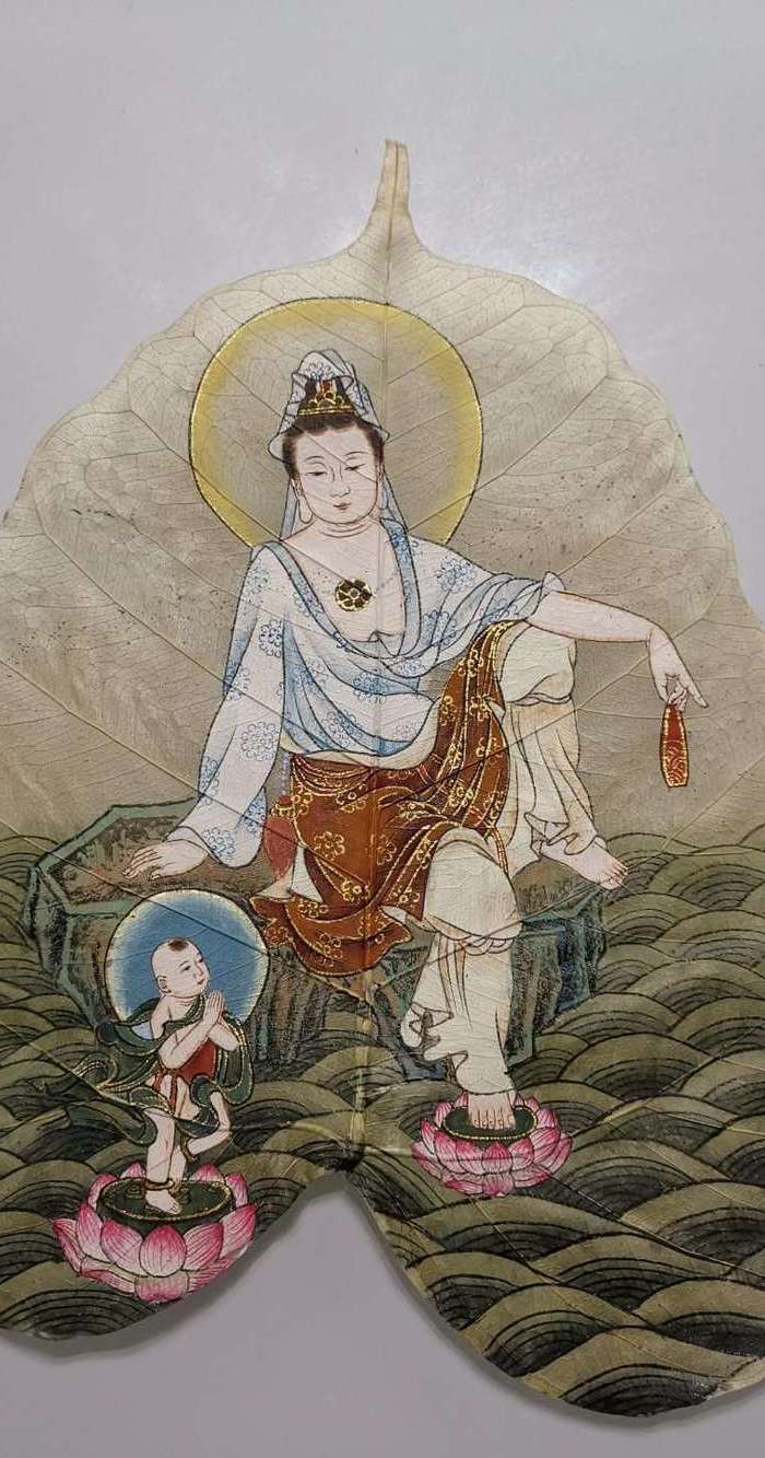 张大千菩提叶字画