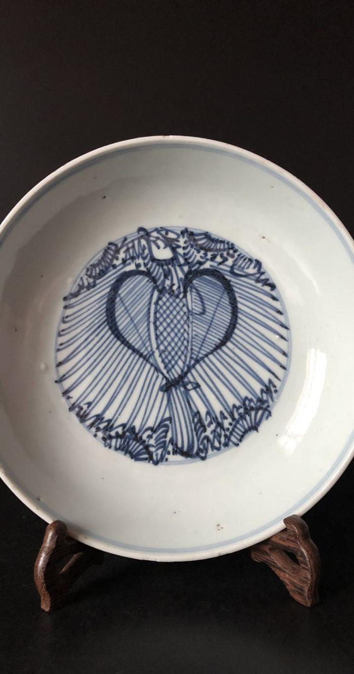 明代万历青花团凤纹盘