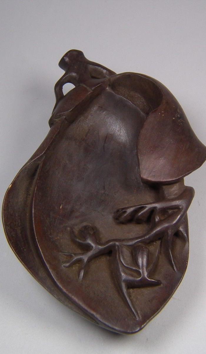 老花梨木浮雕叶子型文房小摆件