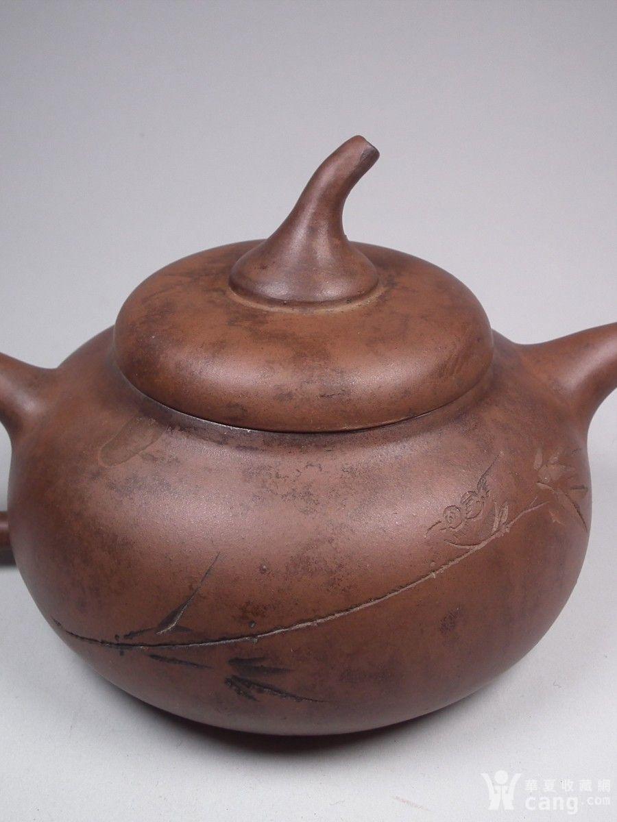老红泥紫砂茶禅一味瓜钮金沙寺僧款大圆茶壶