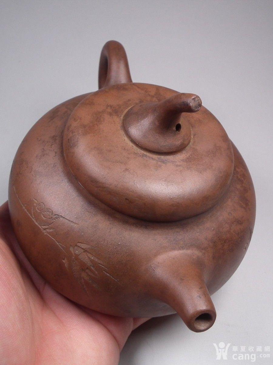 老红泥紫砂茶禅一味瓜钮金沙寺僧款大圆茶壶