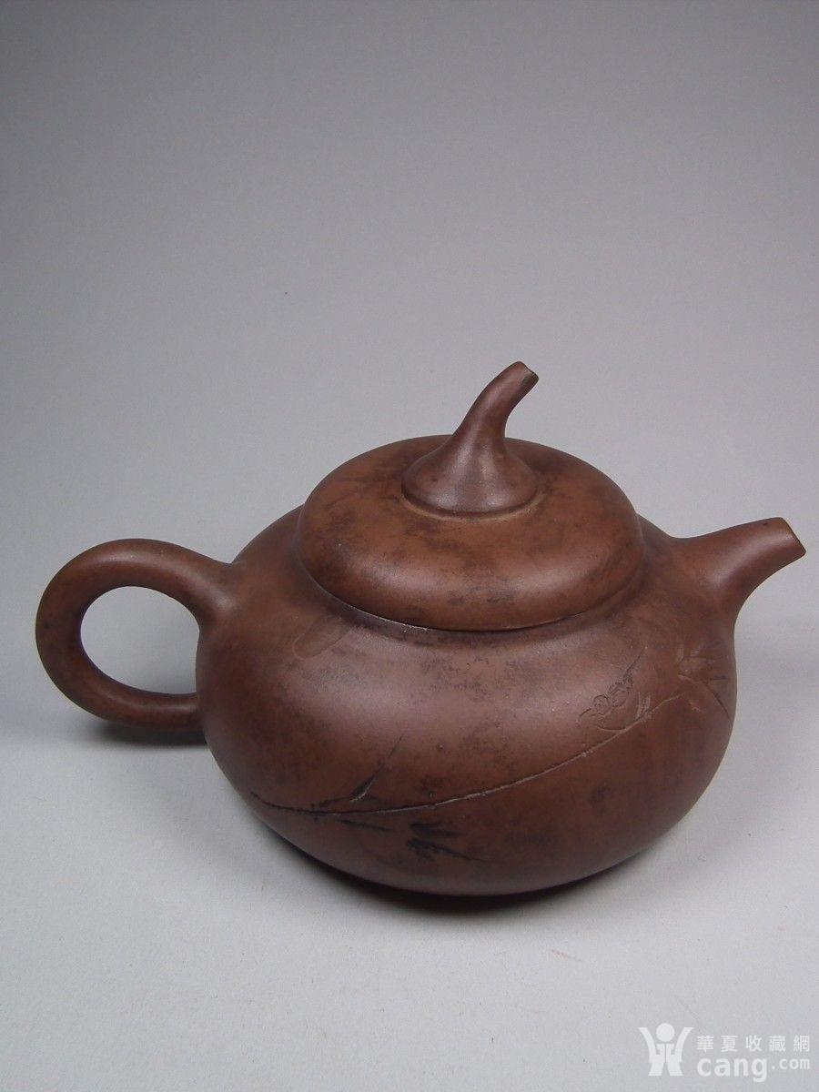 老红泥紫砂茶禅一味瓜钮金沙寺僧款大圆茶壶