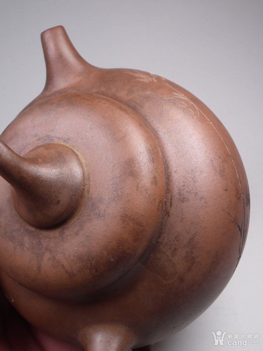 老红泥紫砂茶禅一味瓜钮金沙寺僧款大圆茶壶