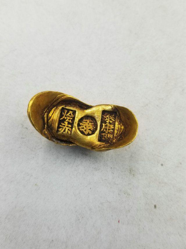 清末一两小金锭 纯金老金锭古钱币两个