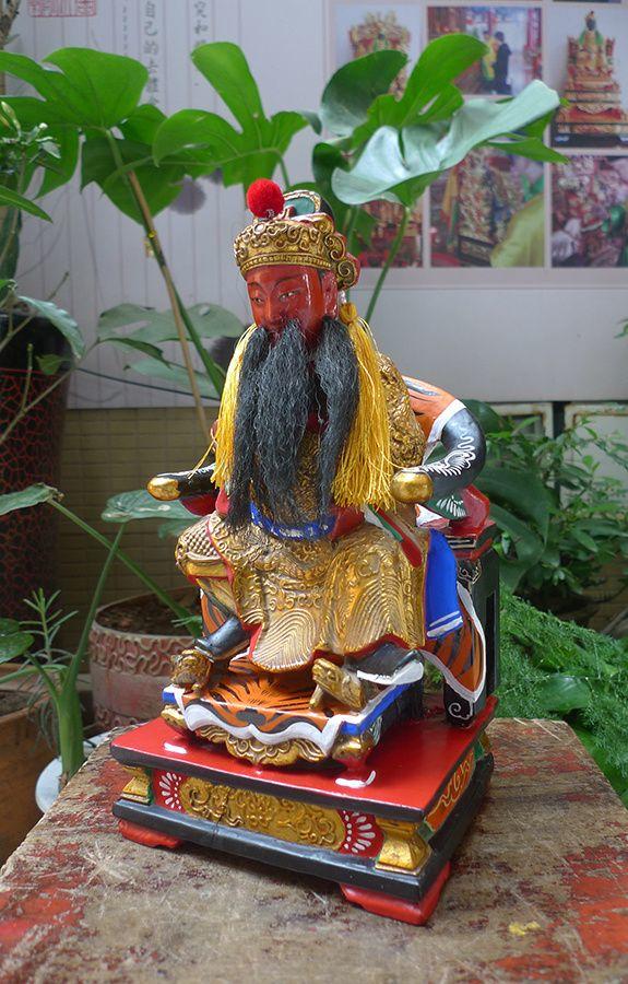 30厘米民国樟木雕 漆线雕 李府王爷 李府千岁 李王爷