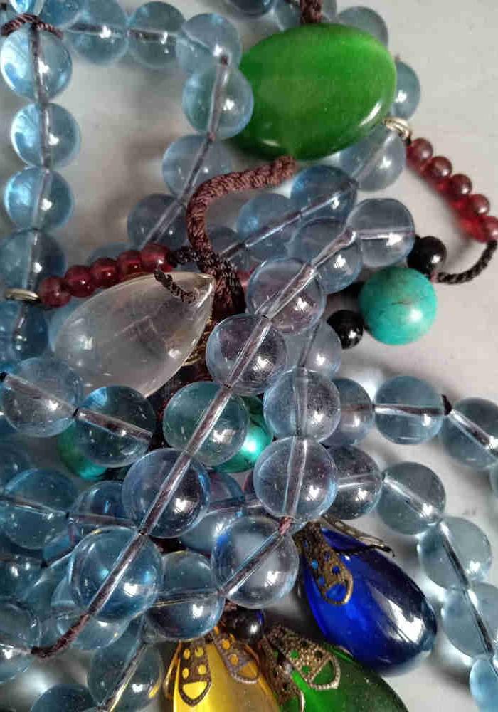 乡下收的传世天然蓝水晶朝珠