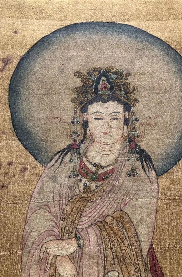 明代画家丁云鹏大师丝绢佛画一副