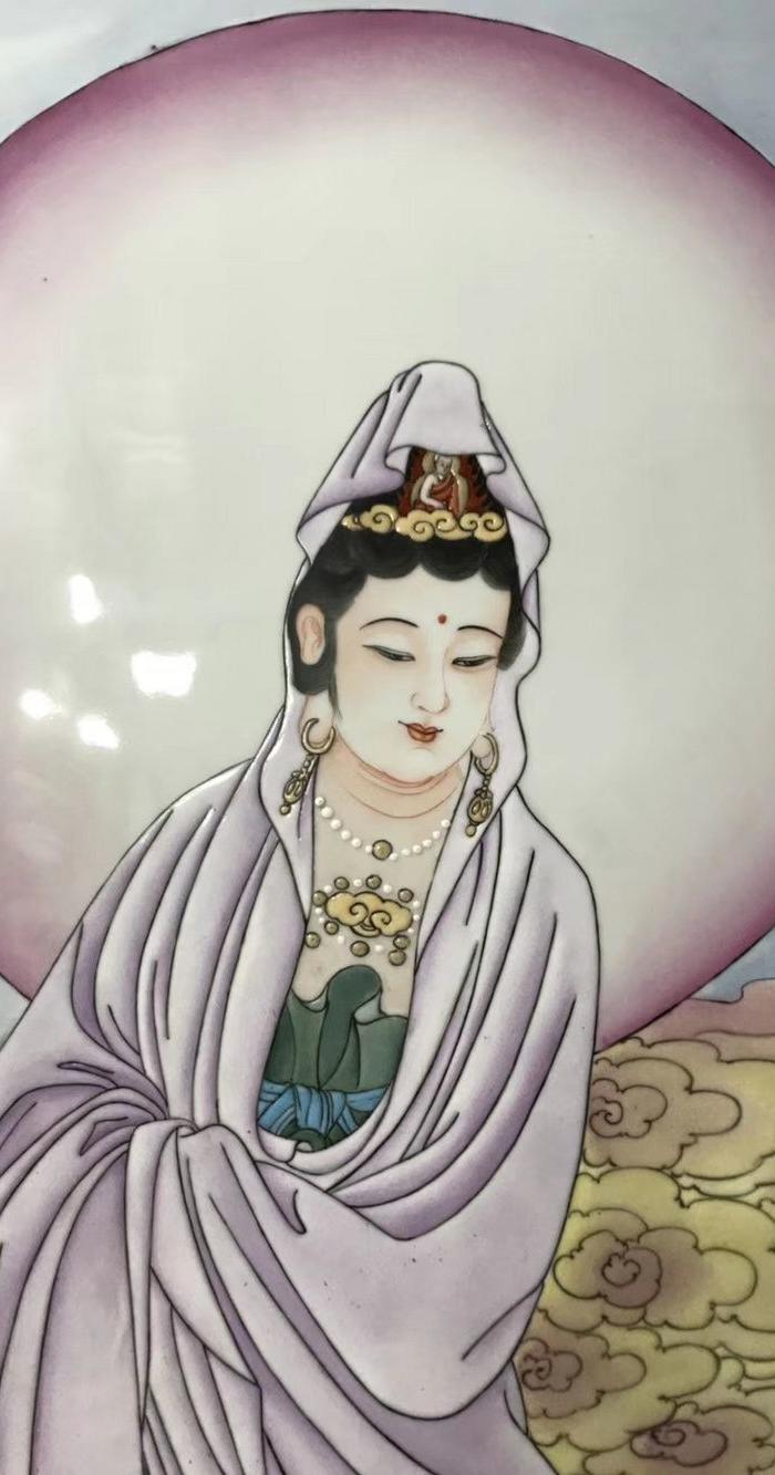 丁观鹏观音瓷板画