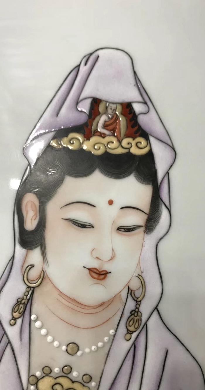 丁观鹏观音瓷板画