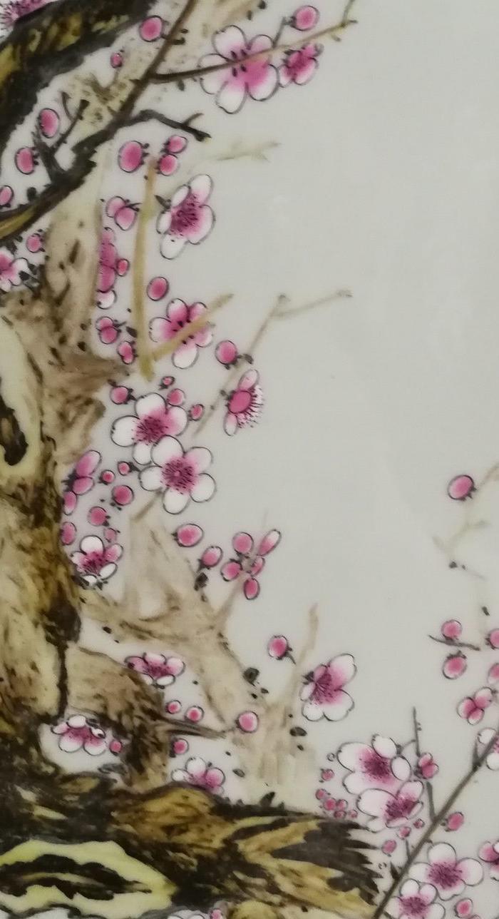 粉彩梅开二度瓷板画一套