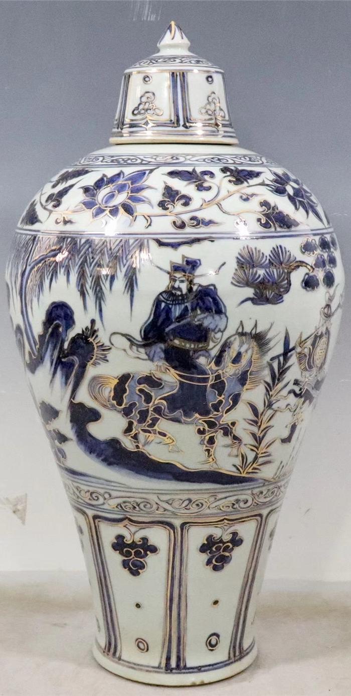 青花描金鬼谷子梅瓶