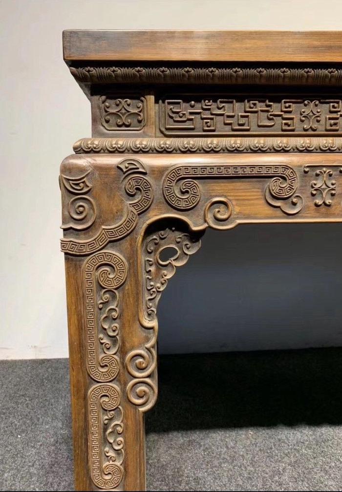 清代黄花梨木雕刻画案写字台办公桌古董老货画案精品家具海黄收藏