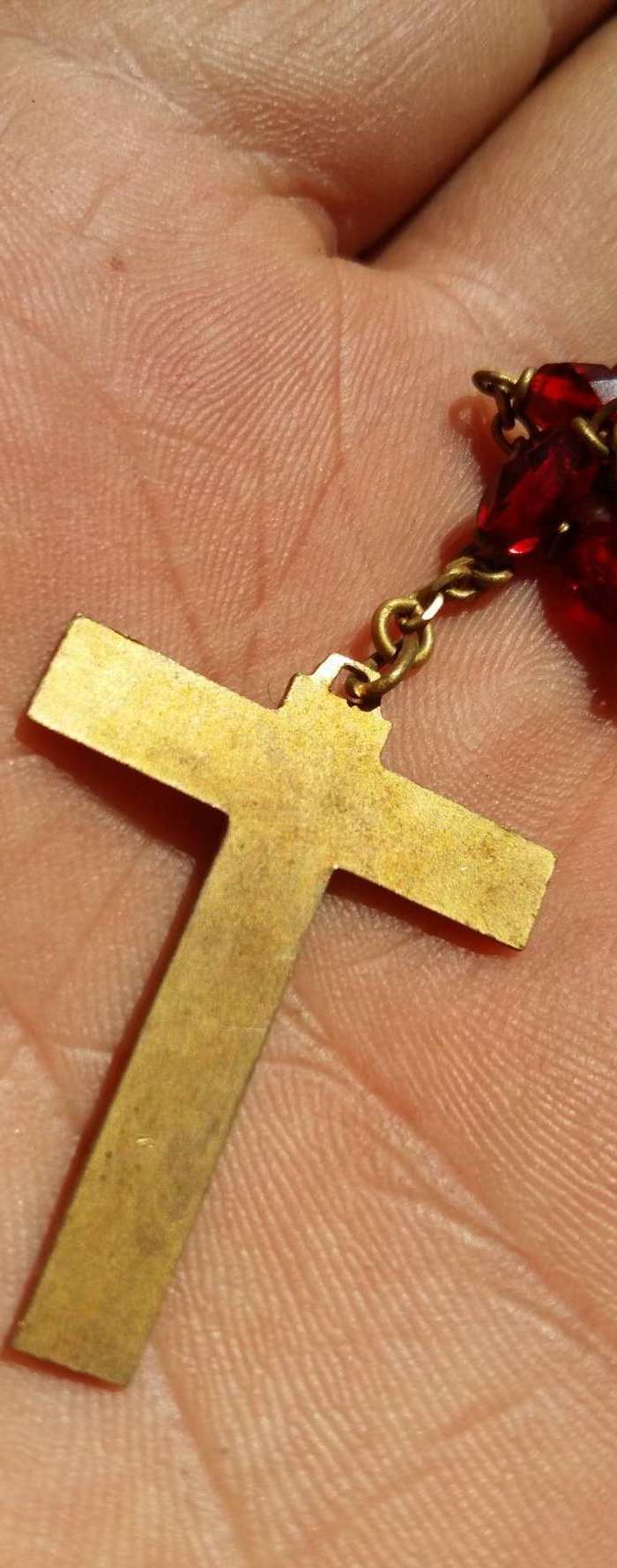 回流k斤红水晶十字架念珠