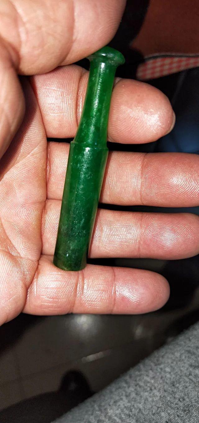 38号大开门纯天然老翡翠烟嘴7.2 1.2cm