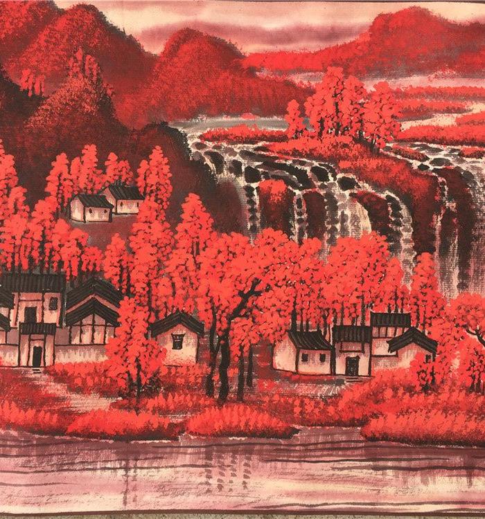 李可染万山红遍山水手卷