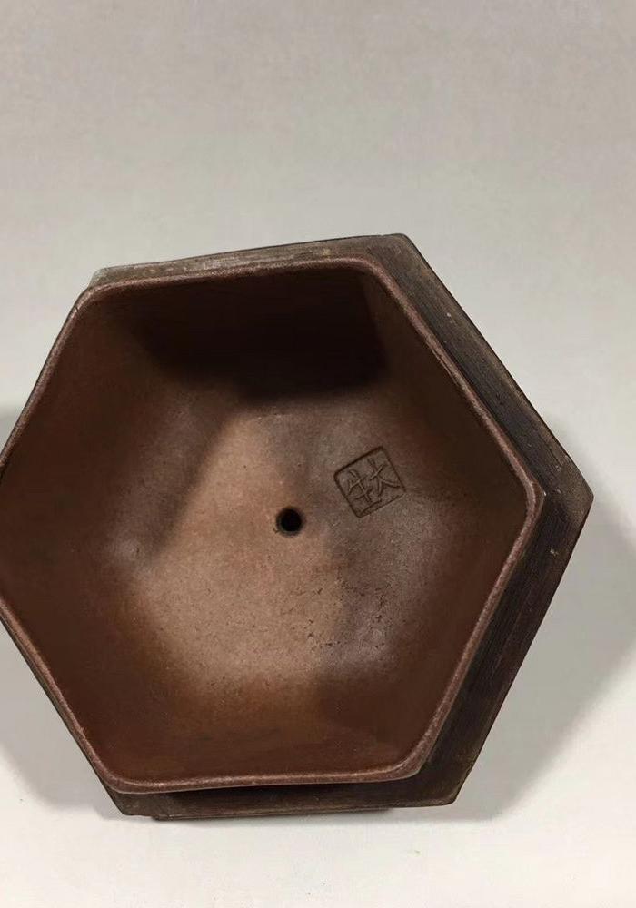 范大生款六方紫砂壶16x12