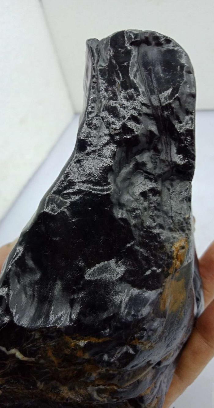 1881 新疆 黑色戈壁 硅化木 摆件 815克