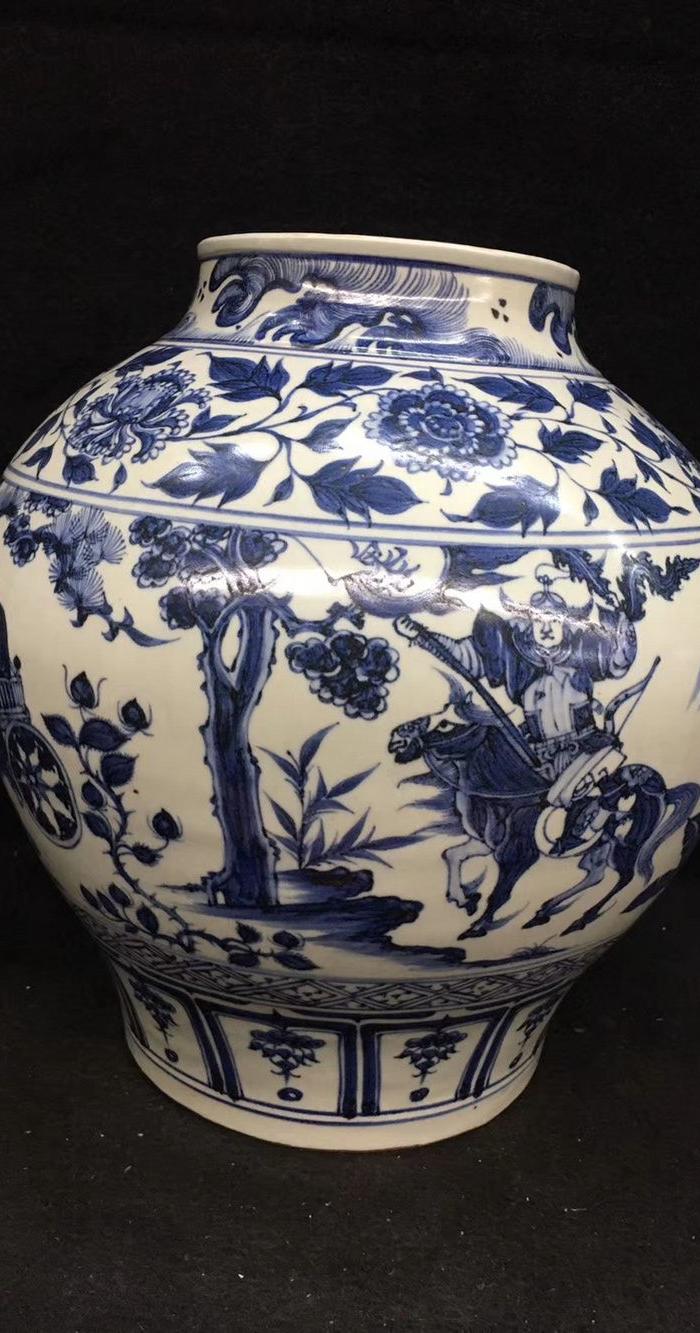 青花鬼谷下山罐