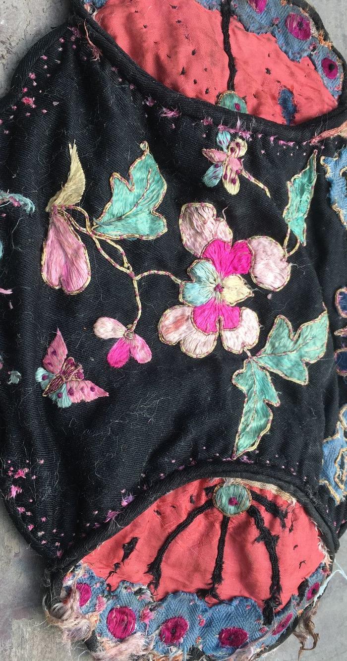 清代时期手工花卉刺绣公子帽