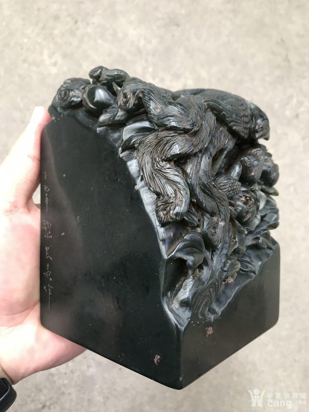 老寿山石艾叶绿大印章一枚