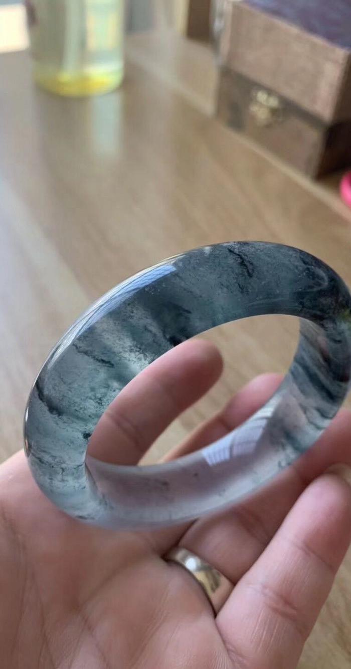 7 16 10 冰种缅甸钠长石玉 水沫玉扁条手镯