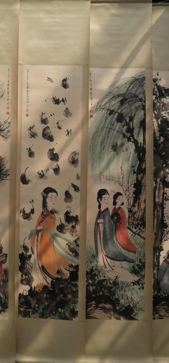 傅抱石人物十二条屏