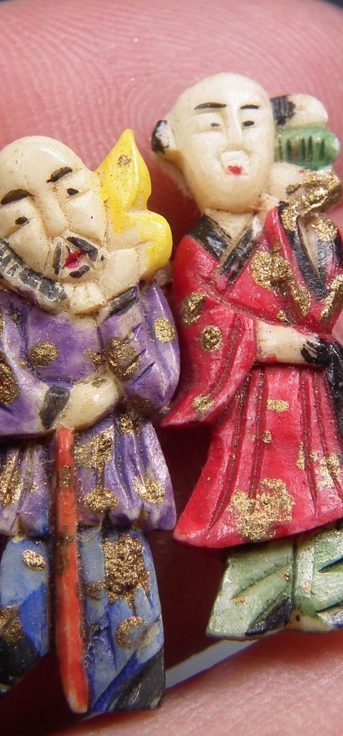 m28 创汇期老骨质带彩八仙人物大镶嵌件8个一套