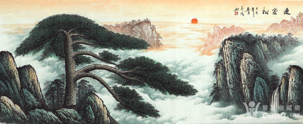 何大海国画字画小八尺山水画手绘迎客松水墨客厅酒店