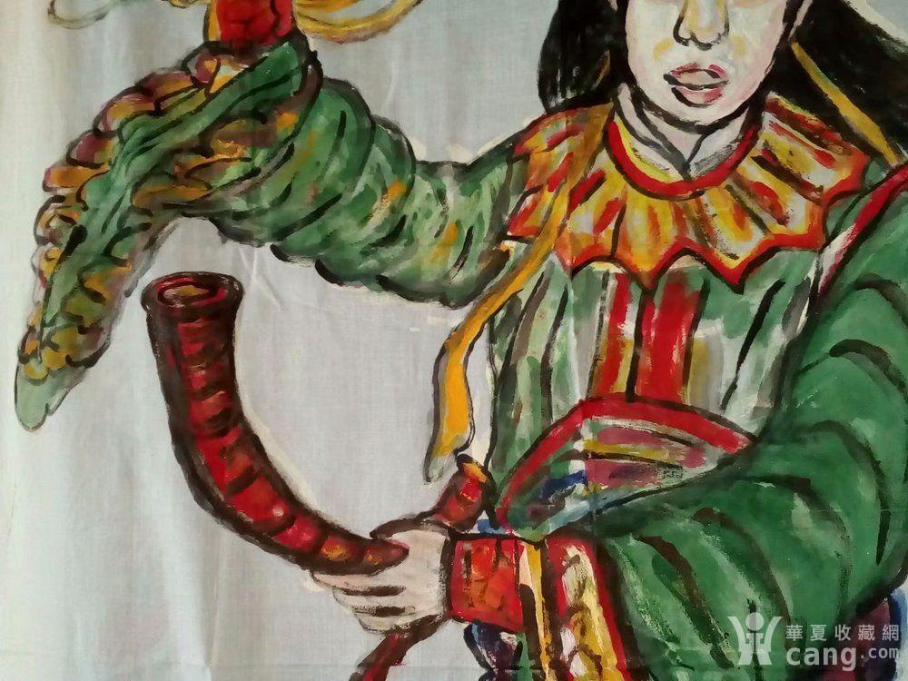 一口价,非常大的布画,保证老艺人纯手工绘画人物临水夫人画像