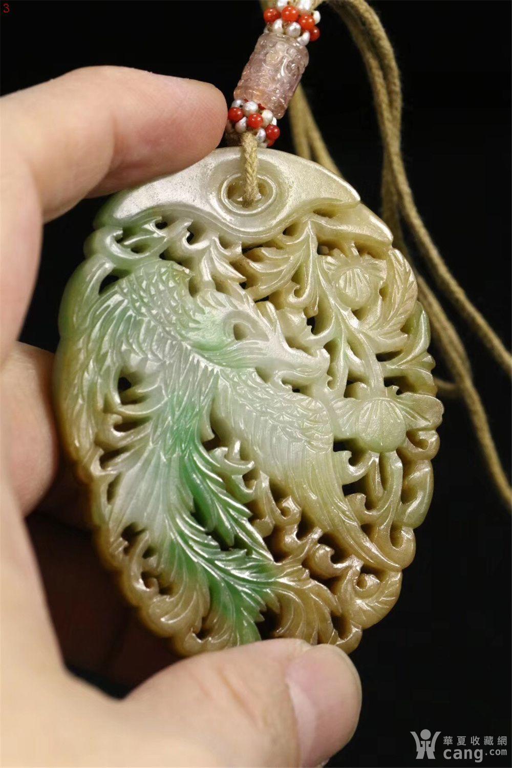 旧藏老翡翠凤凰挂牌