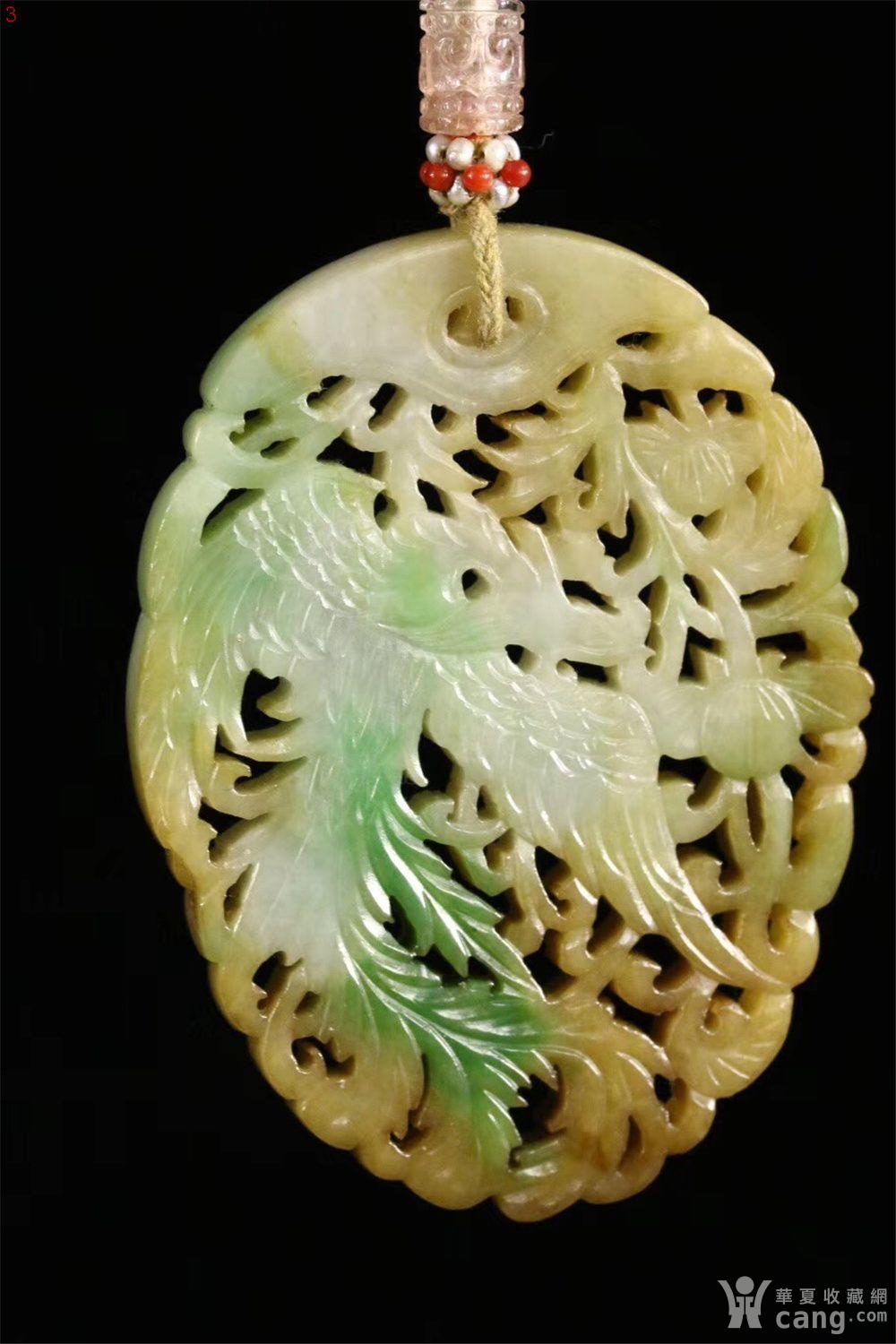 旧藏老翡翠凤凰挂牌