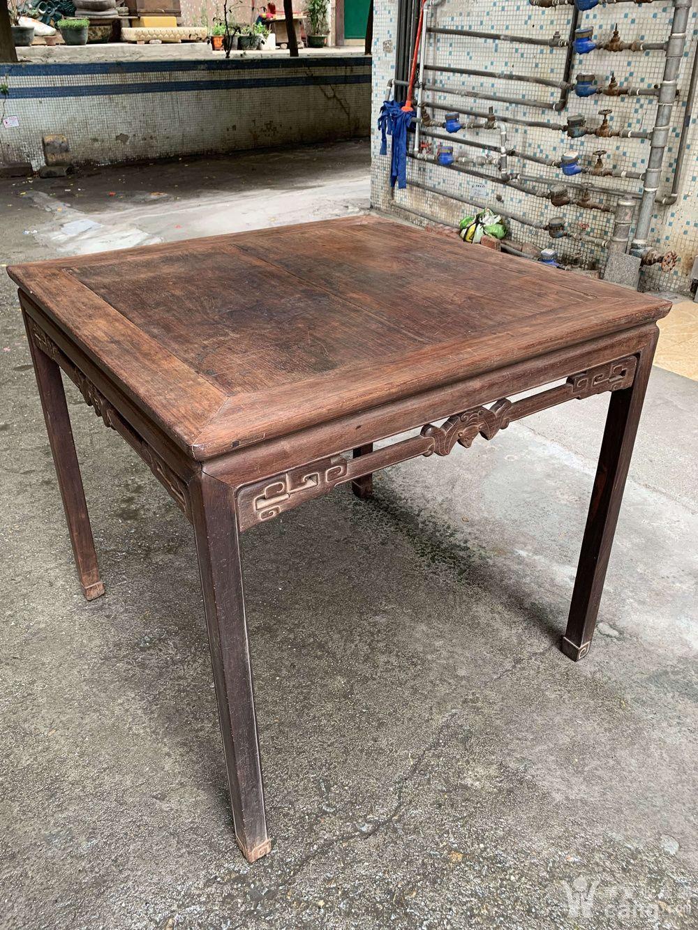 清代老红木酸枝 蝙蝠拉壁纹八仙桌