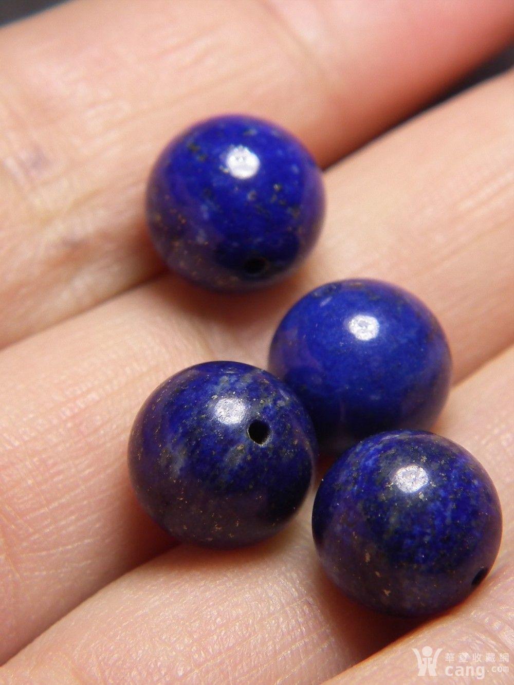 a12 正宗新工天然宝石级色阿富汗青金石实心中号圆珠四颗