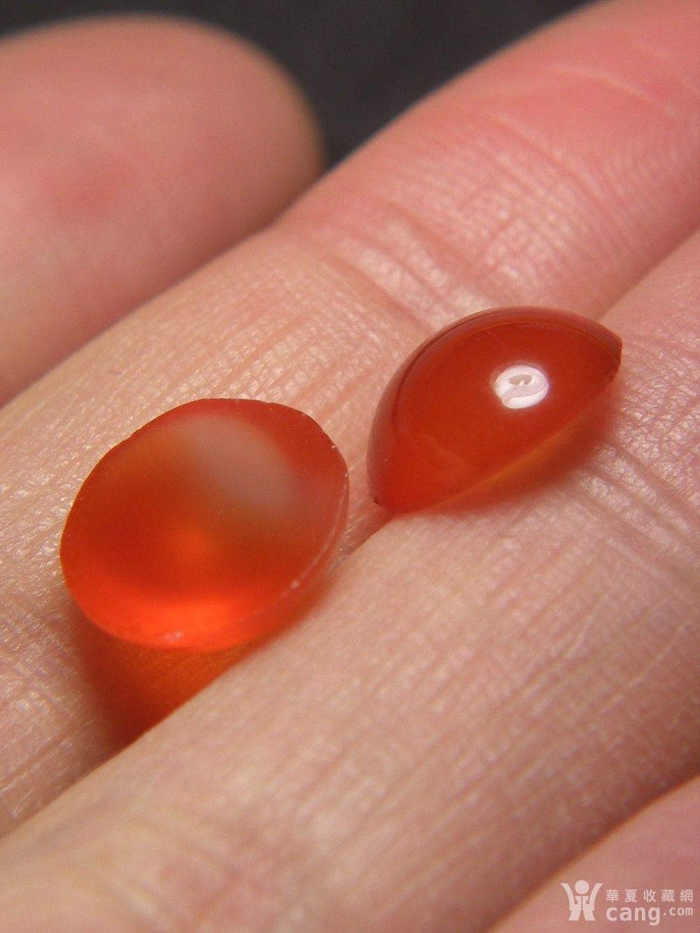 a12国营商店出的 几十年的老柿子红玛瑙凸起圆形镶嵌件两枚