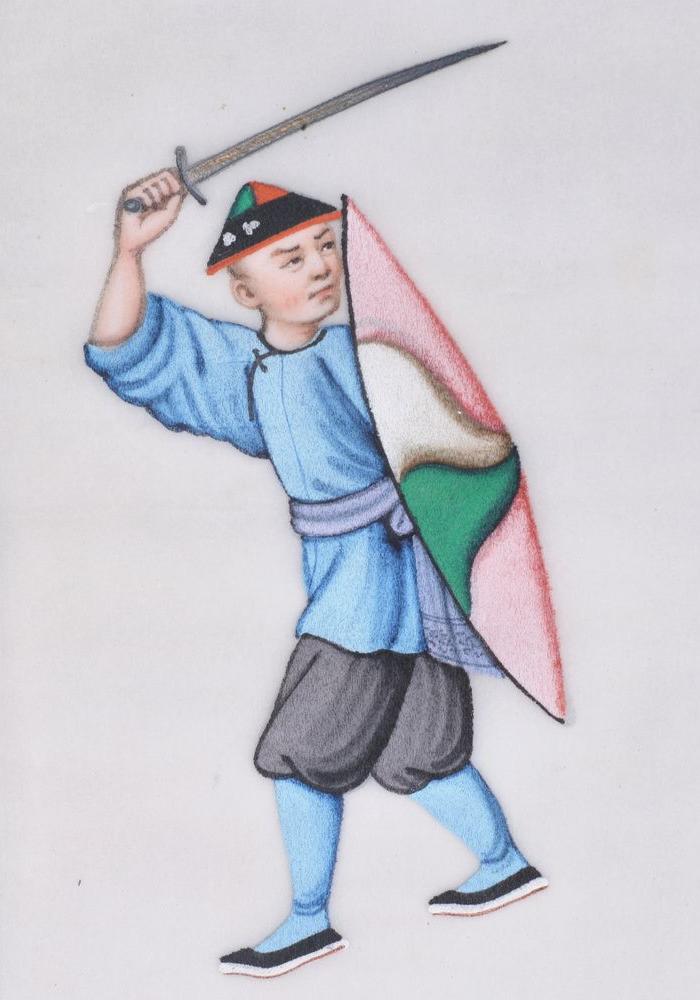 晚清 官兵图 通草画