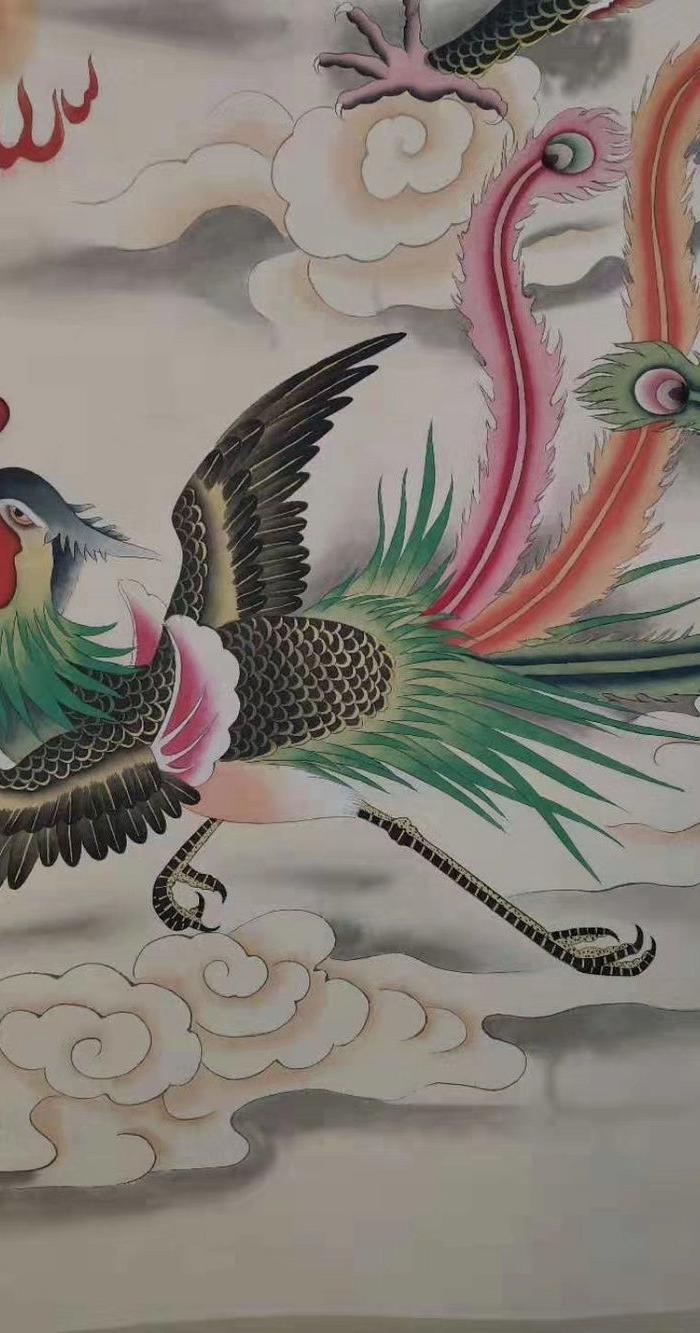 张善孖手绘 龙凤献瑞 纸本立轴