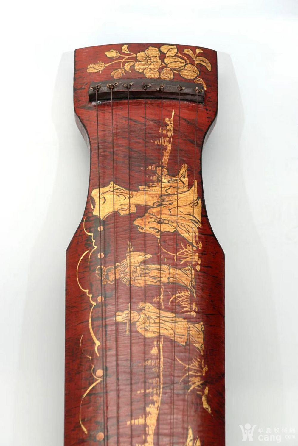 台湾回流梧桐木描金人物纹七弦琴