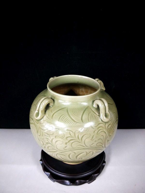 耀州窑刻花四系罐