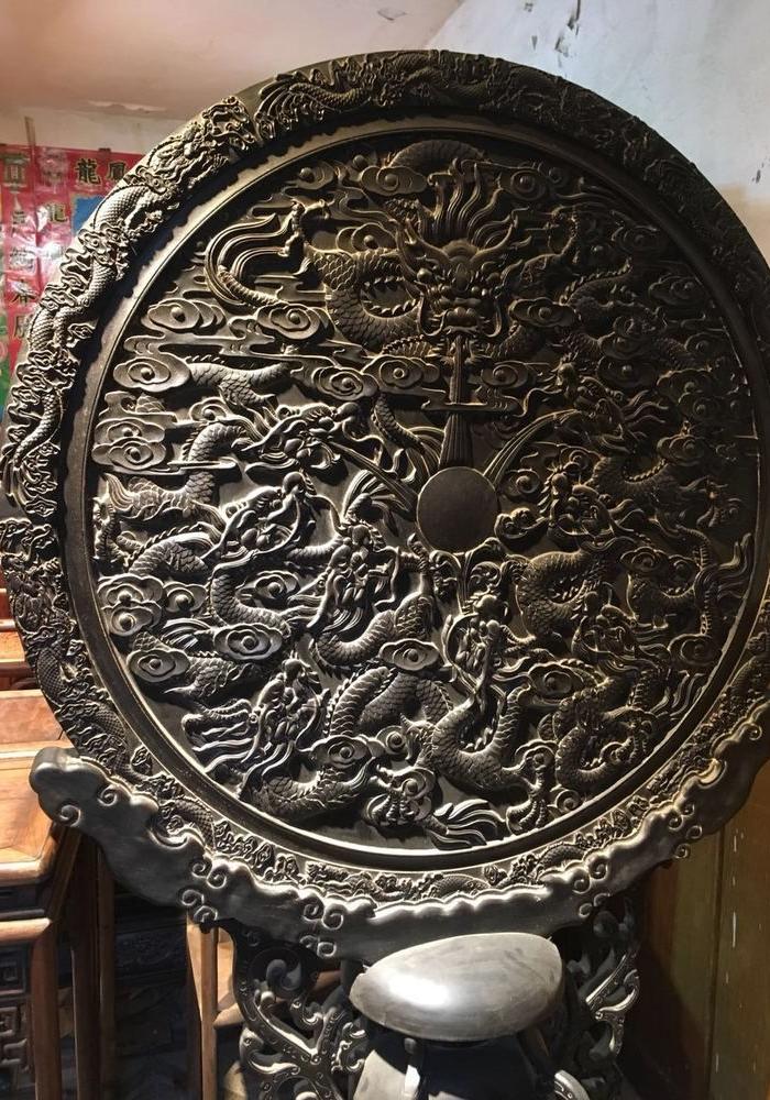 紫檀木雕九龙屏风