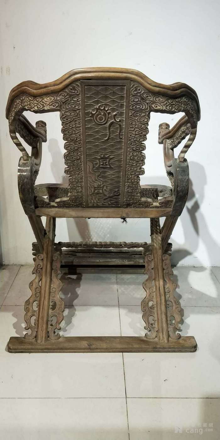 古董古玩老木器 清代海南黄花梨龙头交椅折叠椅
