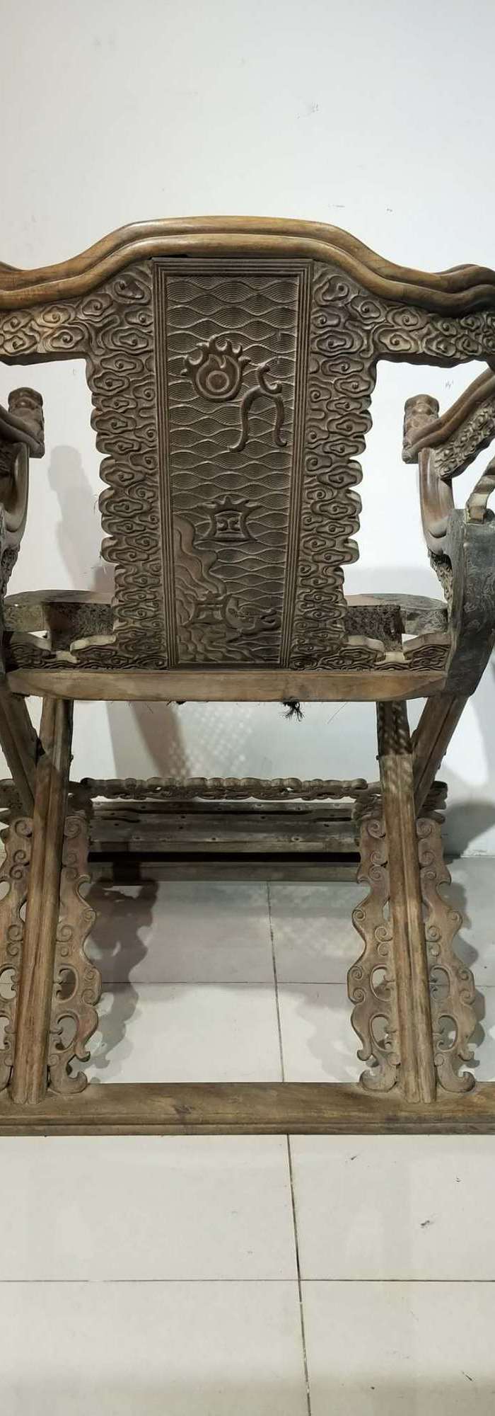 古董古玩老木器 清代海南黄花梨龙头交椅折叠椅